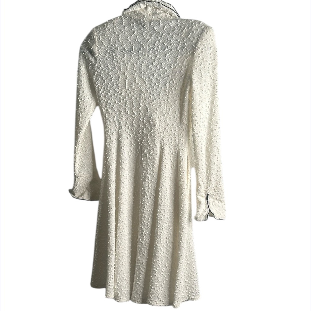 SANT GIL Paris Elegant White Ruffled Coat black trim size M - Picture 3 of 12